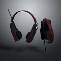 Wired Over Ear Headphones With Black Red Design And Built In Microphone