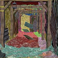 Abandoned Road Tunnel Featuring Wooden Support Frames Gravel Ground And Metal Walls