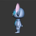 Stitch Cartoon Character In Standing Pose With Large Pink Inner Ears And Blue Body