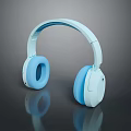 Light Blue White Computer Headphones With Comfortable Ear Cushions And Adjustable Headband 3d model