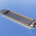 Cargo Ship Sailing On Blue Sea With Flat Deck And Hull Design 3d model