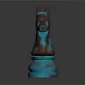 Chess Knight Piece With Blue Green Red Vintage Design For Board Game Entertainment