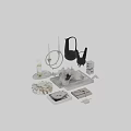 Ornamental Decor Collection With Marble Bases Candle Holders And Geometric Sculptures