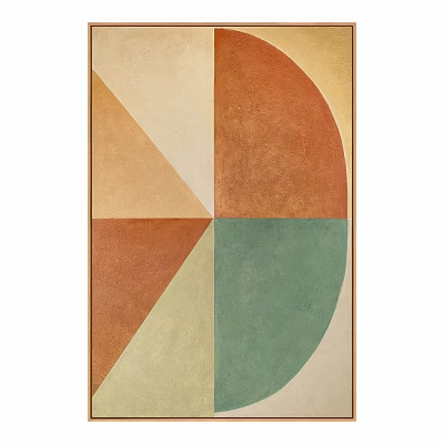 Modern Abstract Wall Decor With Geometric Shapes Green Orange Beige Tones 3d model