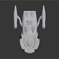 Streamlined White Sci Fi Spaceship With Orange Accents And Glowing Wing Lights 3d model
