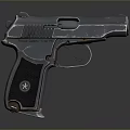 Vintage Metallic Pistol With Black Grip Shiny Surface And Classic Design