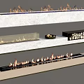 Modern Fireplace Designs With Marble Surfaces Flames And Wood Storage Shelves