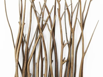 Natural Brown Decorative Branches Arranged in Vase for Home Interior Decoration 3d model