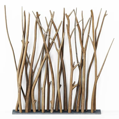 Natural Brown Decorative Branches Arranged in Vase for Home Interior Decoration 3d model