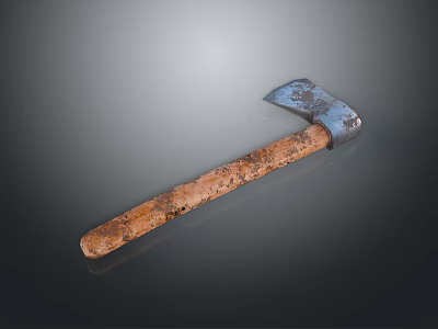 Rusted Axe Weapon With Metal Head And Worn Wooden Handle On Gray Black Gradient Background 3d model