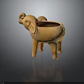 Elephant Shaped Orange Ceramic Pot For Home Decor And Storage Use