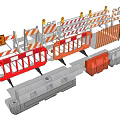Safety Road Facilities with Orange White Barriers and Road Closed Sign for Construction Zones