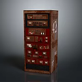 Vintage Industrial Furniture With Red Brown Finish Multiple Drawers And Control Panels Number 42