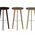 Two Modern Wooden Bar Stools With Light And Dark Wood Tones And Metal Support
