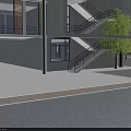 Urban Police Station Structure With Trees Buildings And Public Services