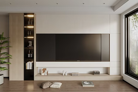 Modern TV background wall 3d model