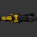 Futuristic Cyberpunk Yellow Motorcycle With Black Seat And Blue Neon Rims