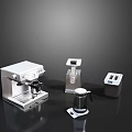 Stainless Steel Modern Kitchen Appliances With Espresso Machine Toaster Kettle And Scale