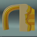 Modern Layered Archway Design With 3D Yellow Orange Structure And Textured Decor Elements 3d model