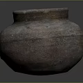Ancient Clay Pot Sculpture Carving With Red White Marks And Detailed Texture