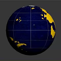 Blue And Yellow Globe With Highlighted Australia Continent On Dark Background