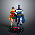 Batman and Robin Standing Statues with Blue Gray Green Red Costumes and Black Base