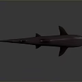 Realistic Dark Shark 3D Model With Detailed Fins And Gray Background Reflection