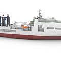 Modern White Red Hull Vessel With Deck Cranes And Antenna Structure