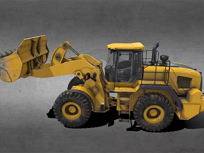 Yellow Heavy Duty Loader With Large Tires And Front Bucket Construction Vehicle 3d model