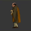 Man Carrying Lamb Holding Stick Wearing Brown Cloak And Blue Pants