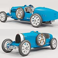 Blue Vintage Electric Toy Car With Detailed Wheels And Classic Cockpit Design