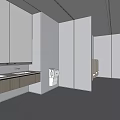 Public Restroom Modern Design With White Walls Mirrors Sinks Wooden Cabinets And Bright Lighting