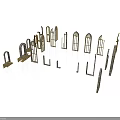 Architectural Building Components With Various Arches Columns And Window Frames