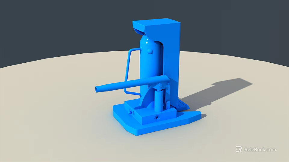 Blue Manual Hydraulic Industrial Equipment Tool With Base And Operating Handle 3d model