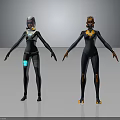 Futuristic Sci-Fi Characters In Tech Suits With Blue And Orange Glowing Details