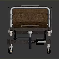 Sturdy Hospital Bed With Metal Frame Brown Mattress Side Rails And Wheels