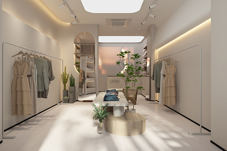 Qui clothing store cream clothing store 3d model