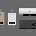 Midea Wall Mounted Water Heaters With Digital Display And Various Colors 3d model