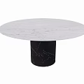 Elegant Round Table And Chair Set With White Marble Top And Black Base 3d model