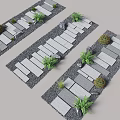 Garden Path Design With Stone Slabs Green Plants And Gravel Elements