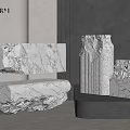 Modern POLIFORM Interior With Marble Stone Decor Pieces In Various Sizes 3d model