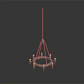 Modern Circular Chandelier With Metal Chain And Multiple Light Bulbs 3d model