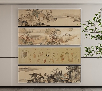 New Chinese Style Decorative Hanging Painting 3d model