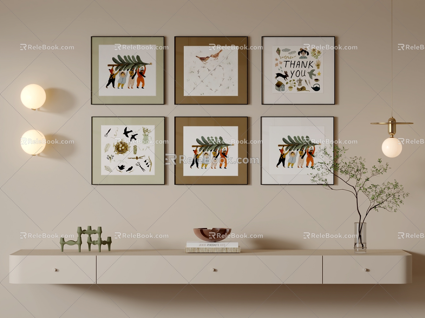 Modern Square Children's Hanging Painting 3d model