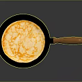 Black Frying Pan With Wooden Handle Perfect For Making Fresh Pancakes At Home