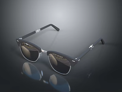 Stylish Modern Sunglasses With Black Frame Reflective Lenses And Sleek Design 3d model