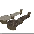 Elegant Modern Coffee Table With Golden Metal Frame And Marble Top In Circular Shape Design