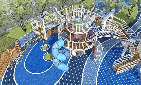 Modern Amusement Equipment Children's Multifunctional Slide Kindergarten Climbing Facilities 3d model