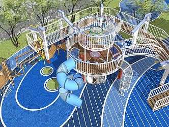 Modern Amusement Equipment Children's Multifunctional Slide Kindergarten Climbing Facilities 3d model