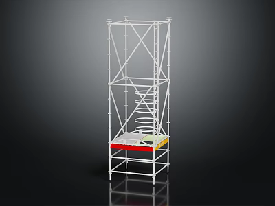 Modern White Metal Display Shelf With Ladder Design And Colored Platforms 3d model
